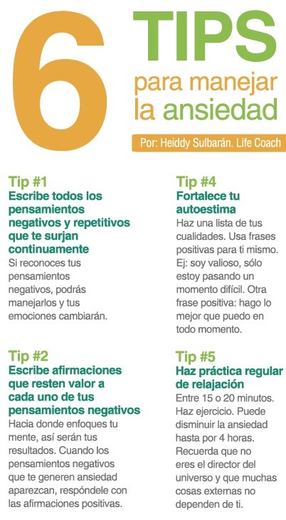 6 consejos para manejar la ansiedad Infografías y Remedios